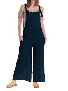 Oh My Gauze Sabina cotton wide leg jumpsuit navy blue size 1 S/M